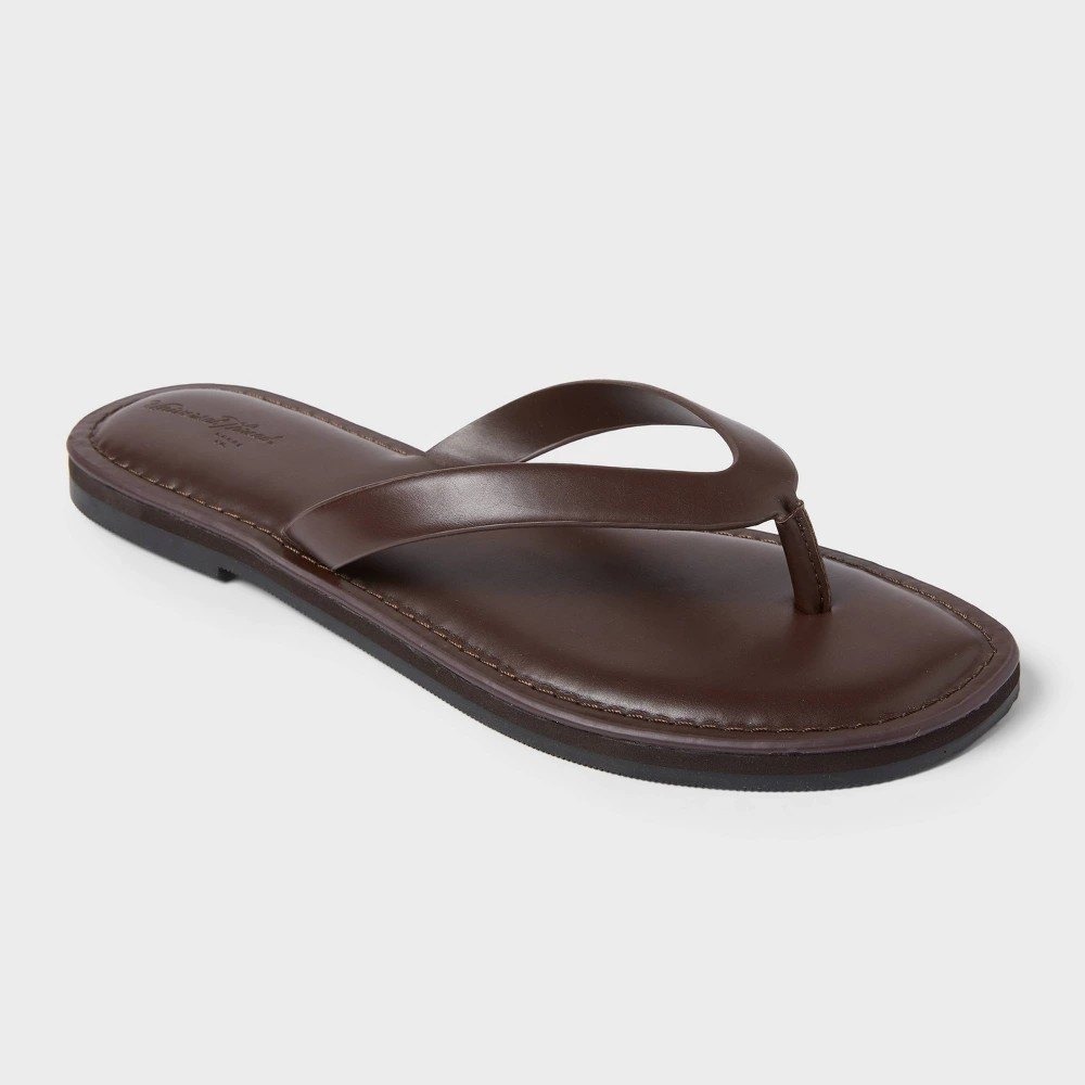 Universal Thread Brown Leather-Look Thong Sandals